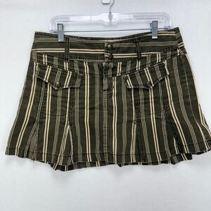 Zara TRF Striped Mini Skirt Women 6 Olive Green Utility Y2K Preppy Academic